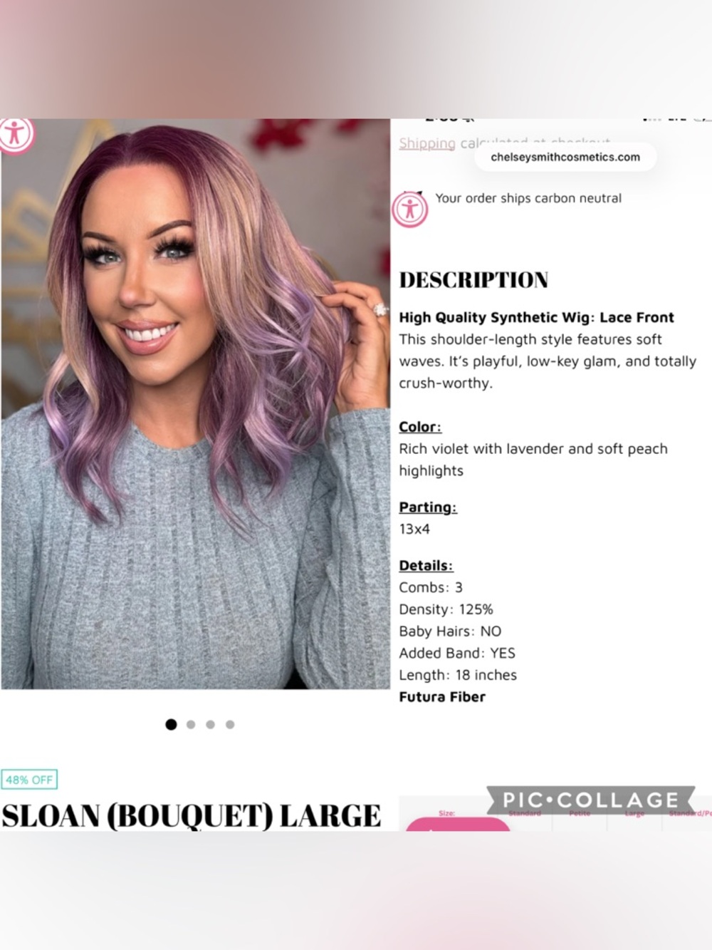 CSC Sloan Bouquet Large Synthetic Wig in Violet Lavender